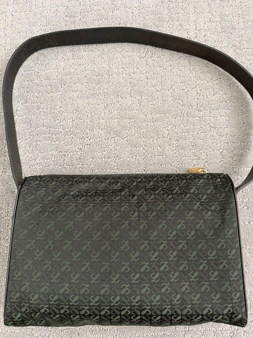 Loewe Black and Green Patterned Shoulder Bag